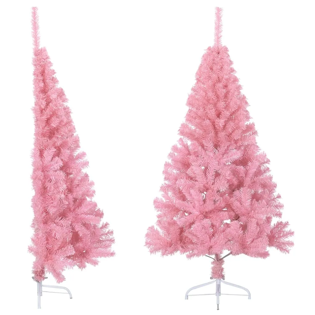 vidaXL Albero di Natale Artificiale a Metà con Supporto Rosa 150cm PVC