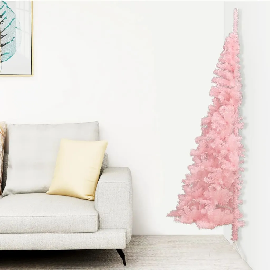 vidaXL Albero di Natale Artificiale a Metà con Supporto Rosa 180cm PVC