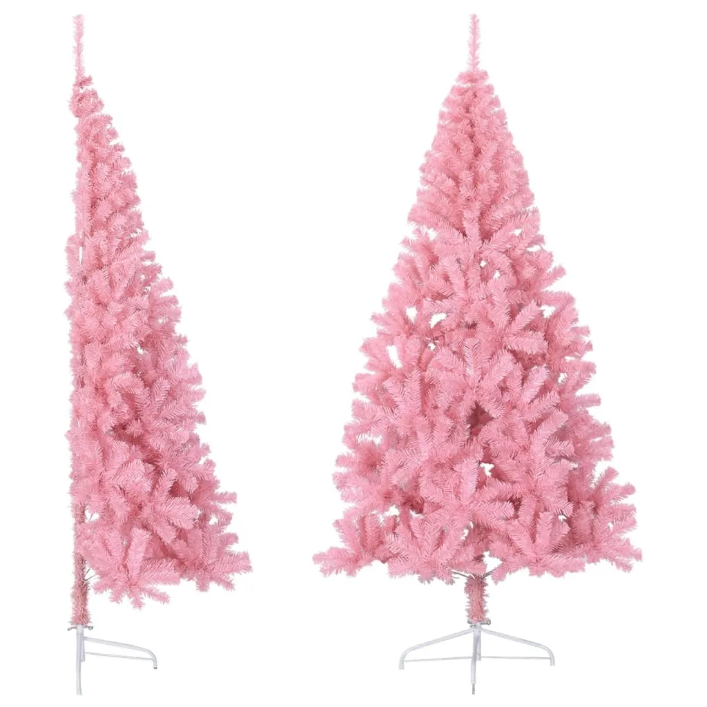 vidaXL Albero di Natale Artificiale a Metà con Supporto Rosa 240cm PVC