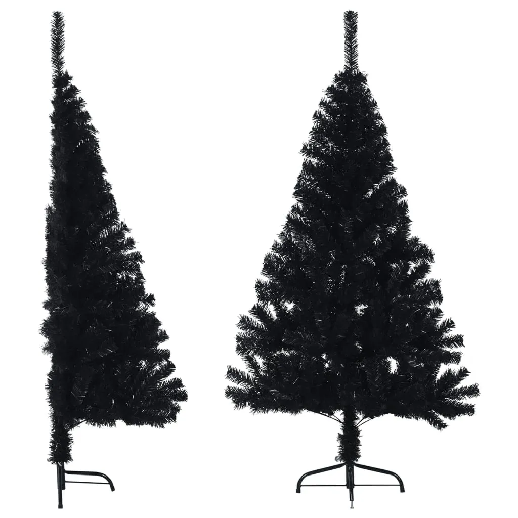 vidaXL Albero di Natale Artificiale a Metà con Base Nero 150 cm PVC