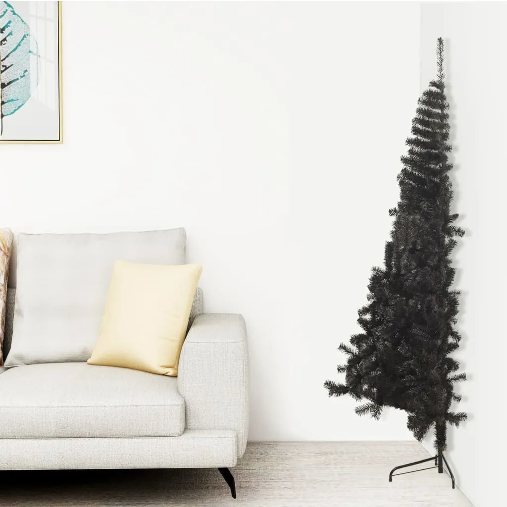 vidaXL Albero di Natale Artificiale a Metà con Base Nero 240 cm PVC