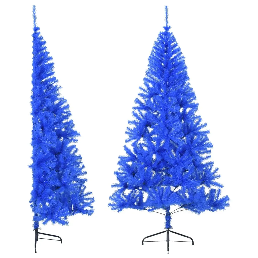 vidaXL Albero di Natale Artificiale a Metà con Supporto Blu 180 cm PVC