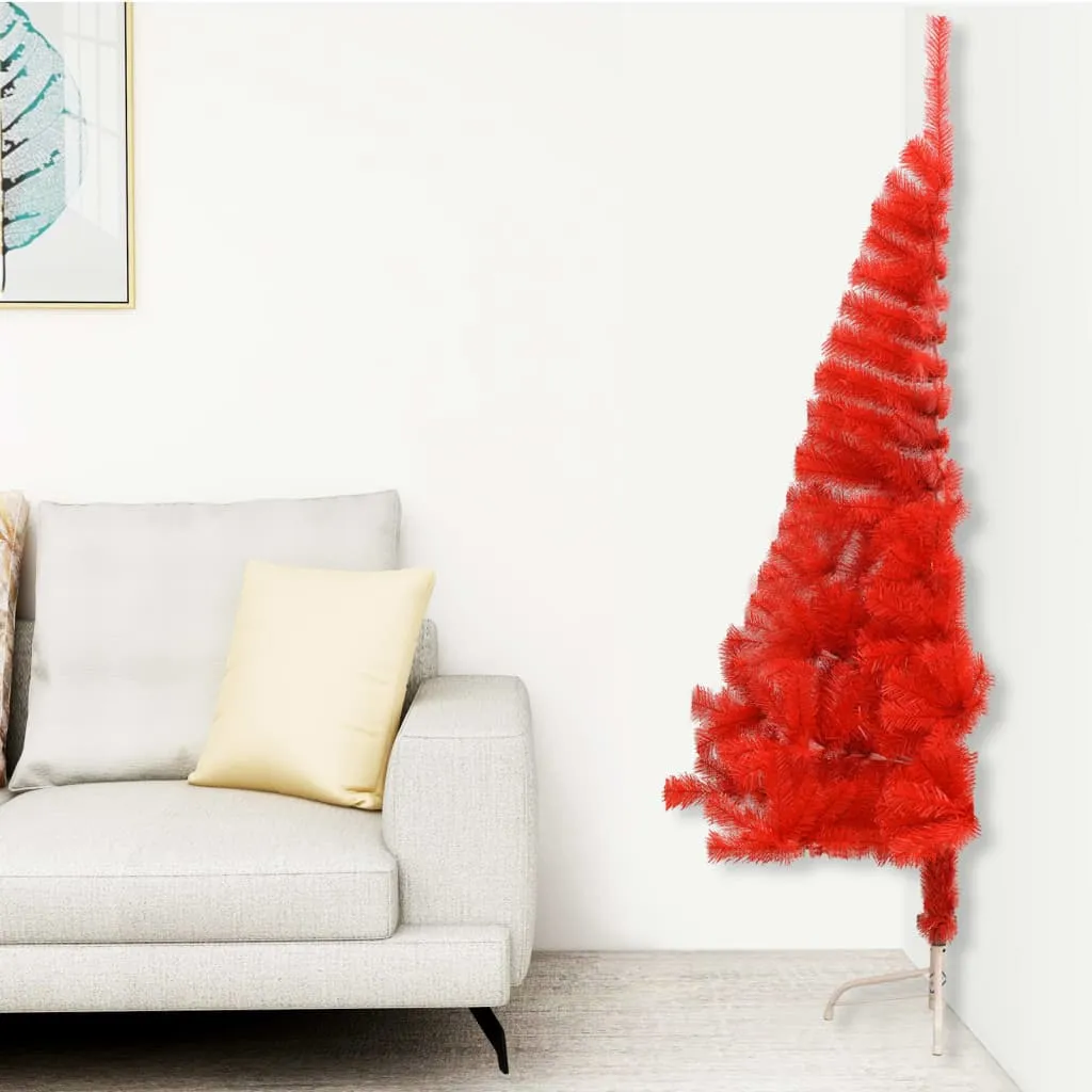 vidaXL Albero Natale Artificiale a Metà con Supporto Rosso 120 cm PVC