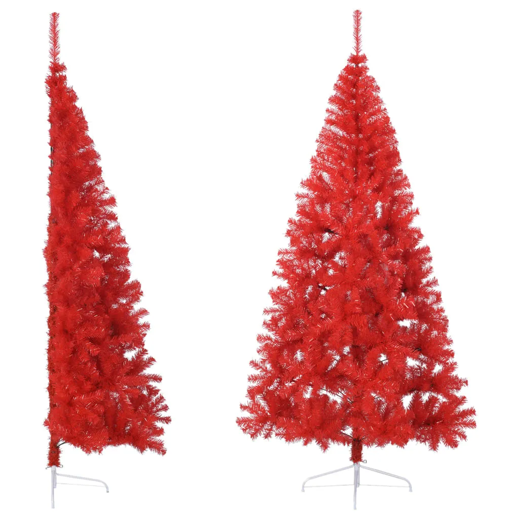 vidaXL Albero Natale Artificiale a Metà con Supporto Rosso 210 cm PVC