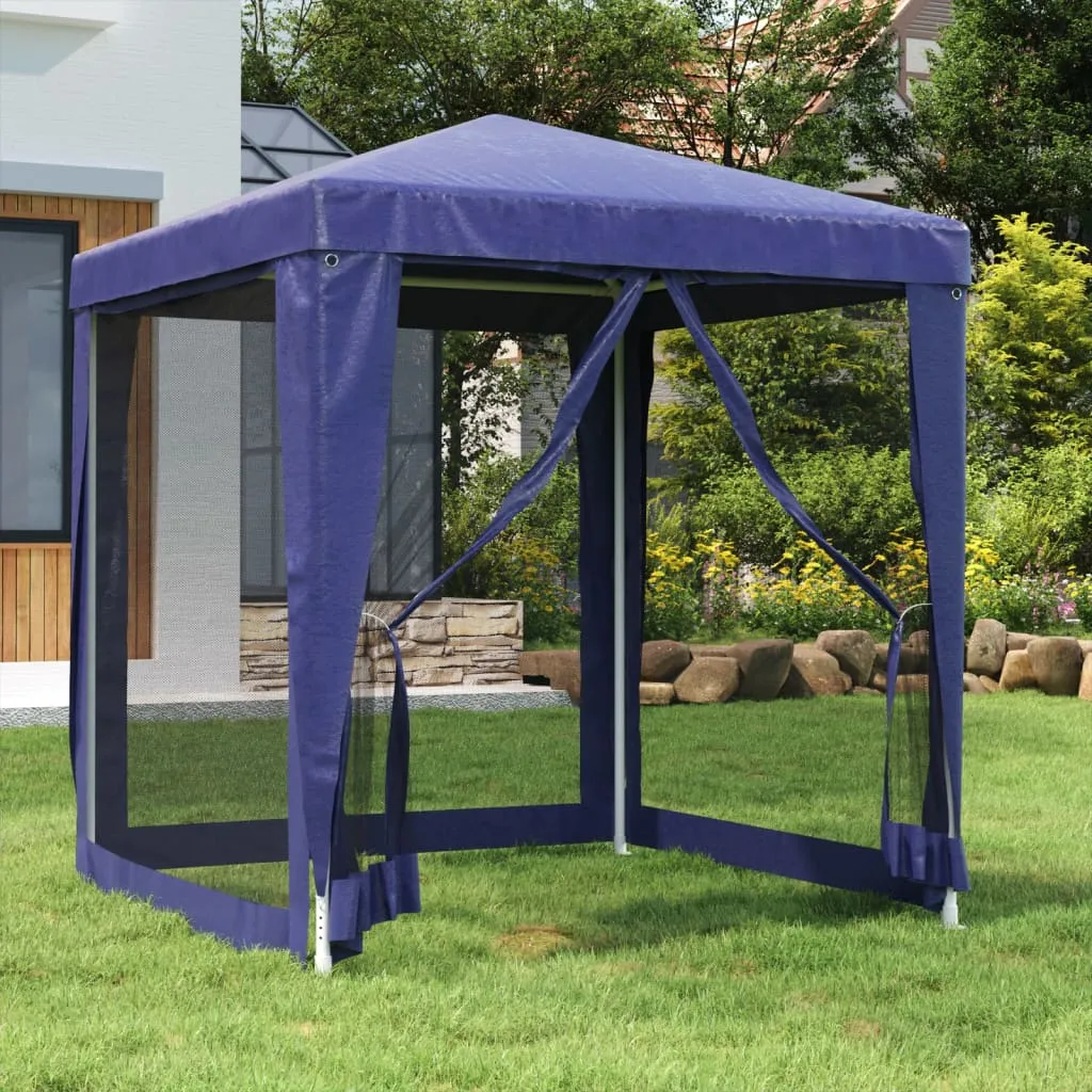 vidaXL Tenda per Feste con 4 Pareti Laterali in Rete Blu 2x2 m HDPE