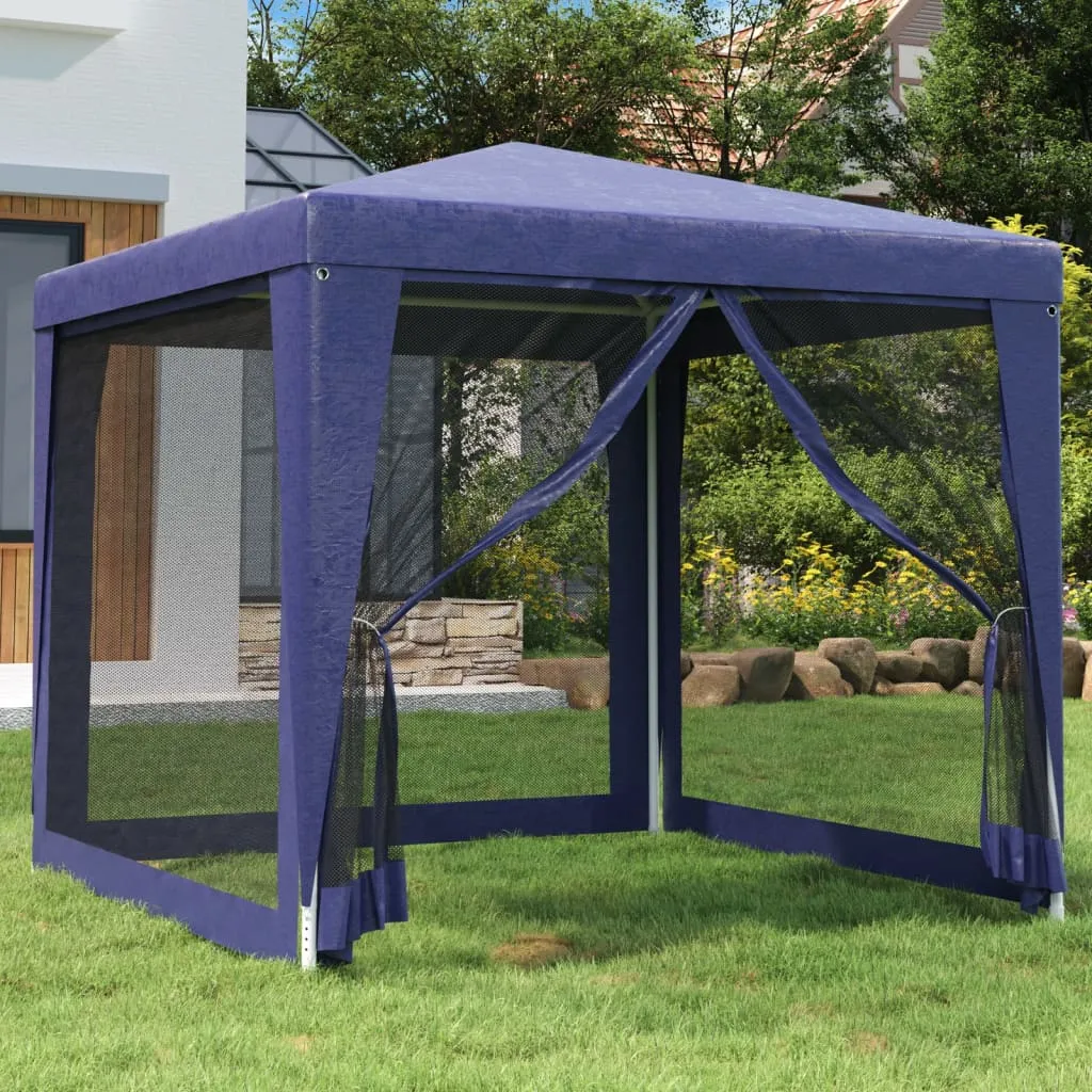 vidaXL Tenda per Feste con 4 Pareti Laterali in Rete Blu 2,5x2,5m HDPE