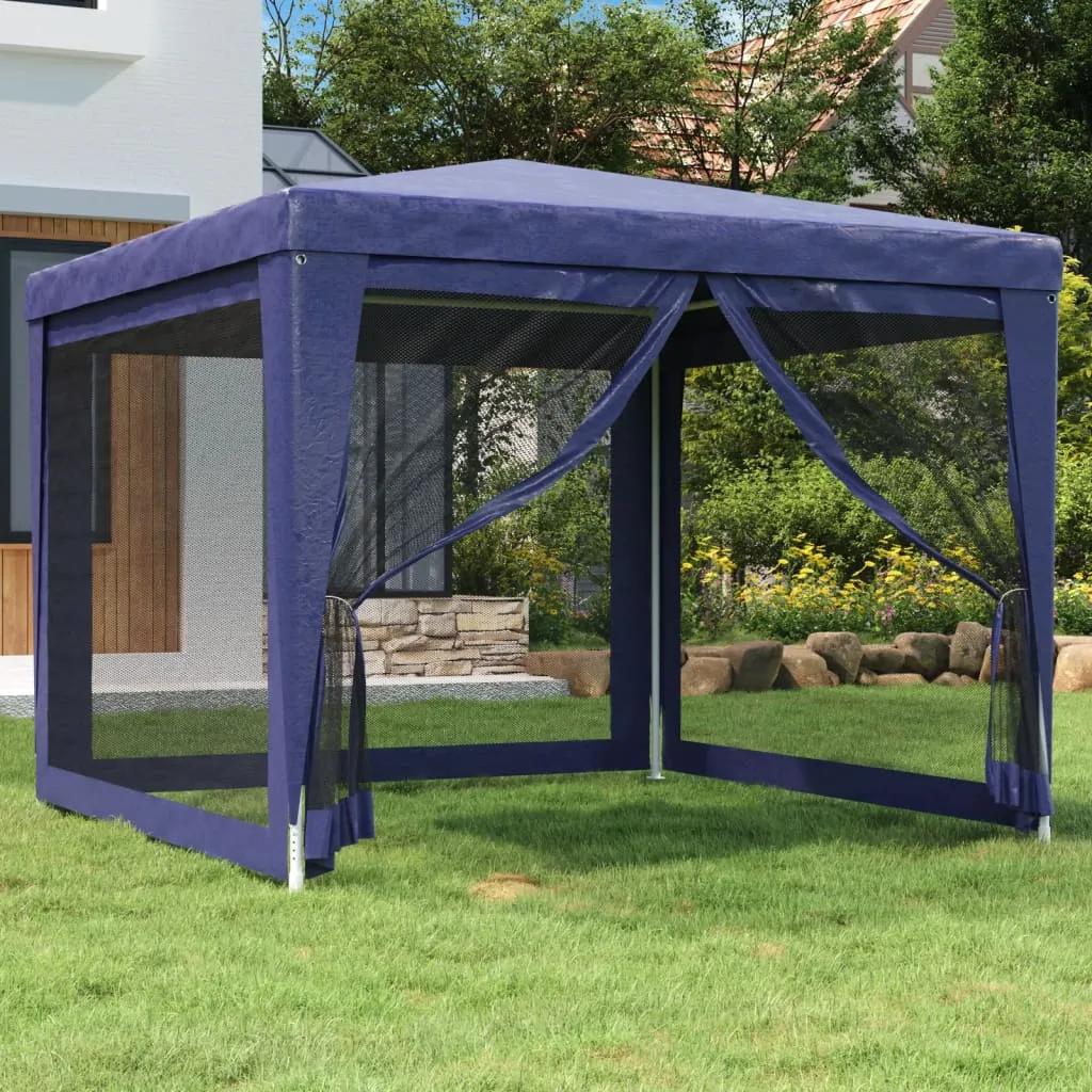 vidaXL Tenda per Feste con 4 Pareti Laterali in Rete Blu 3x3 m HDPE