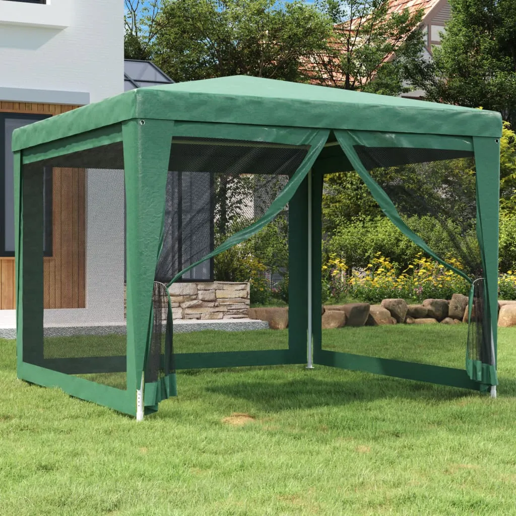 vidaXL Tenda per Feste con 4 Pareti Laterali in Rete Verde 3x3 m HDPE