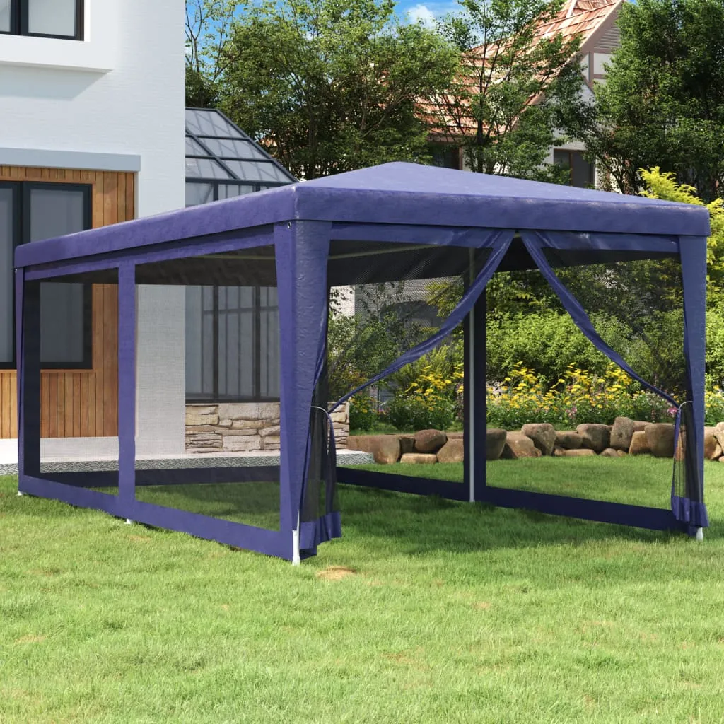 vidaXL Tenda per Feste con 6 Pareti Laterali in Rete Blu 3x6 m HDPE