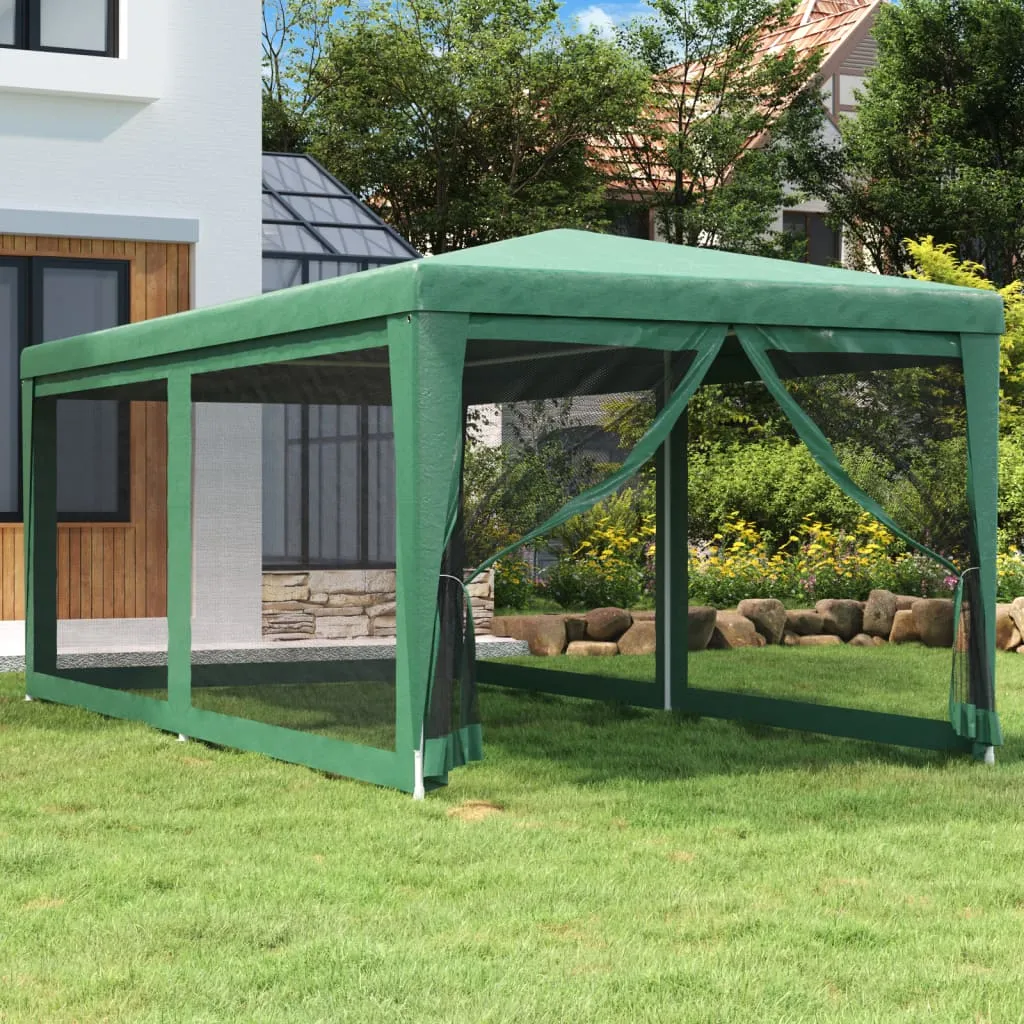 vidaXL Tenda per Feste con 6 Pareti Laterali in Rete Verde 3x6 m HDPE