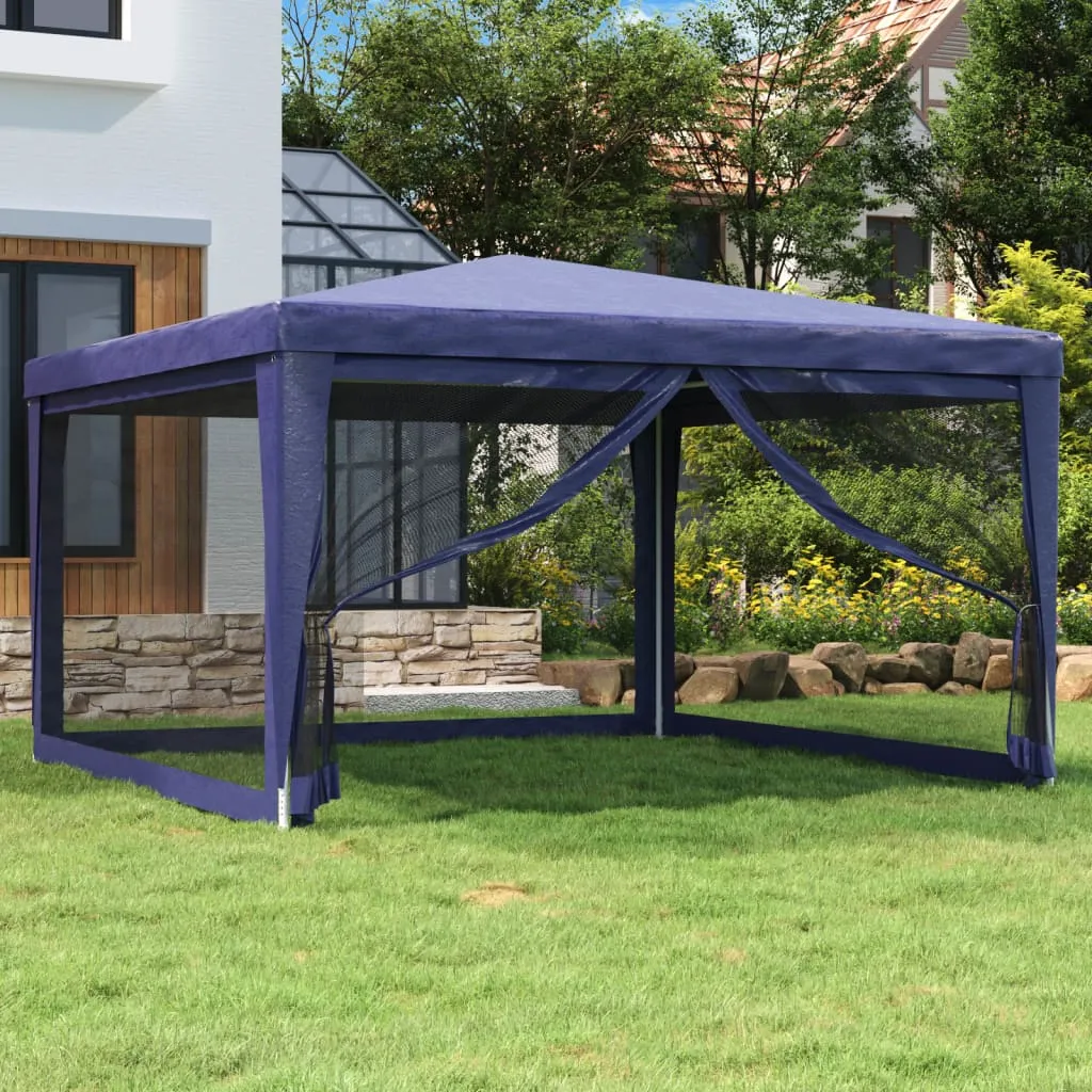 vidaXL Tenda per Feste con 4 Pareti Laterali in Rete Blu 4x4 m HDPE