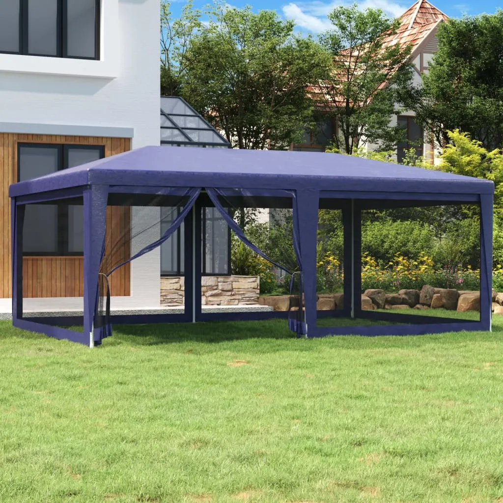 vidaXL Tenda per Feste con 6 Pareti Laterali in Rete Blu 6x4 m HDPE