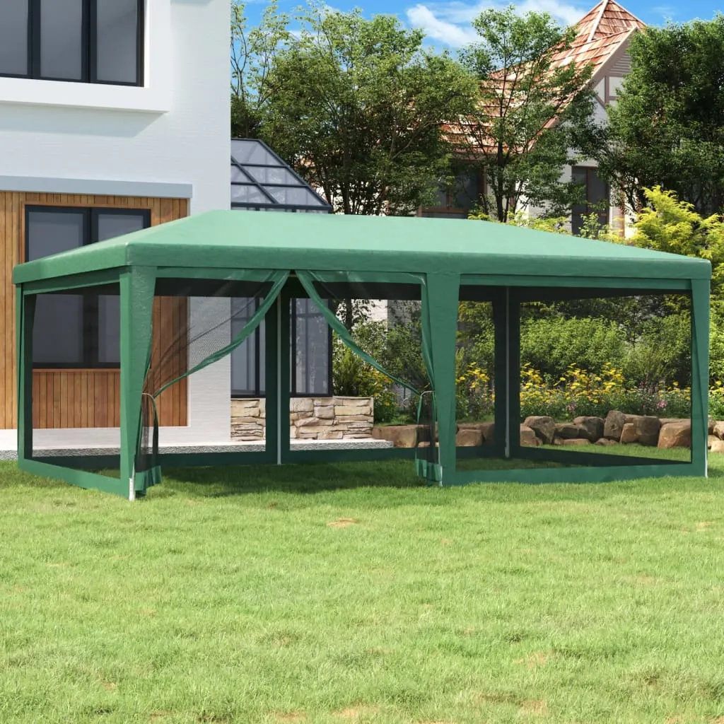 vidaXL Tenda per Feste con 6 Pareti Laterali in Rete Verde 6x4 m HDPE