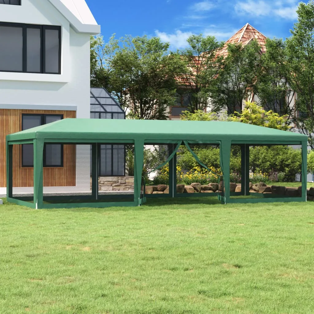 vidaXL Tenda per Feste con 8 Pareti Laterali in Rete Verde 9x4 m HDPE