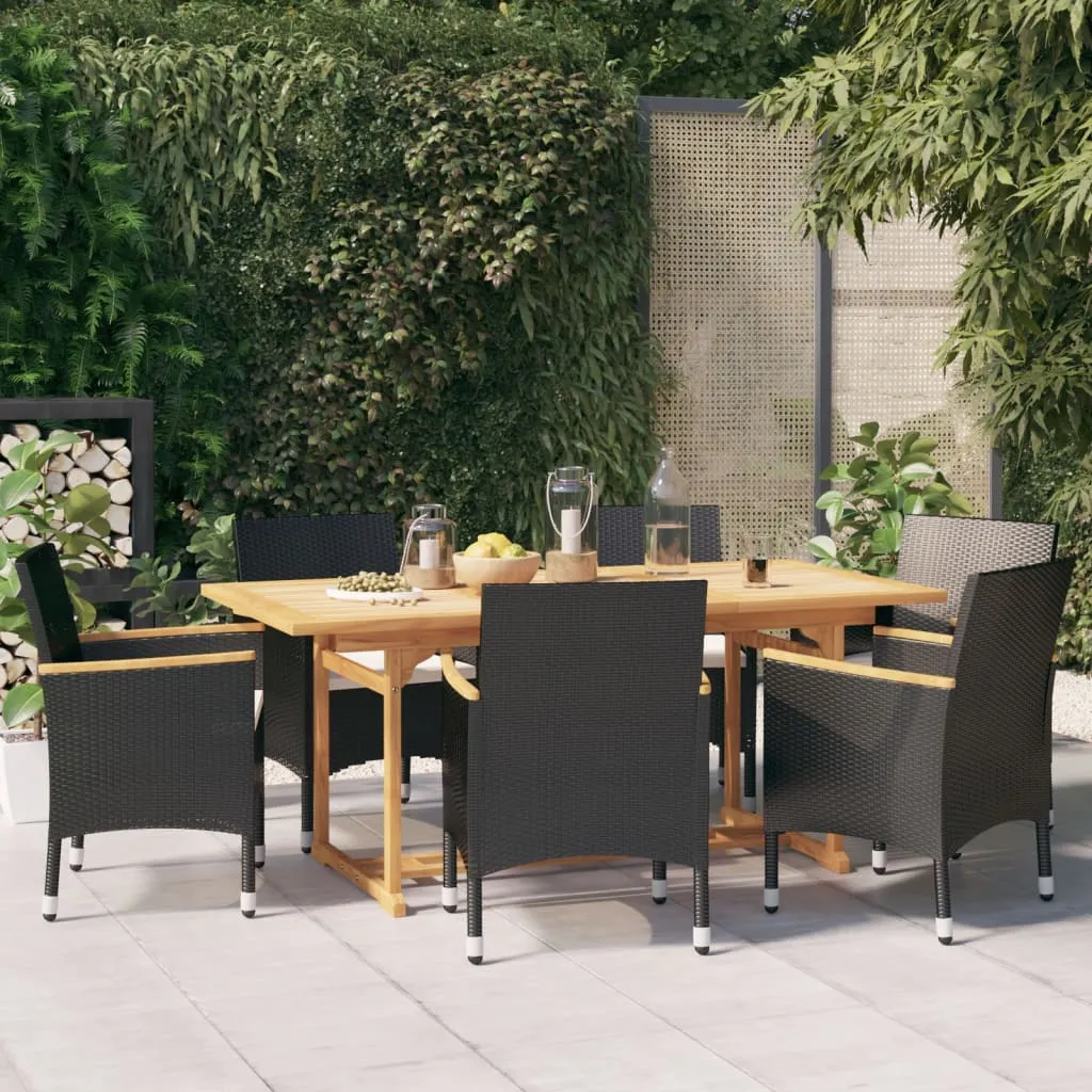 vidaXL Set da Pranzo per Giardino 7 pz con Cuscini Nero