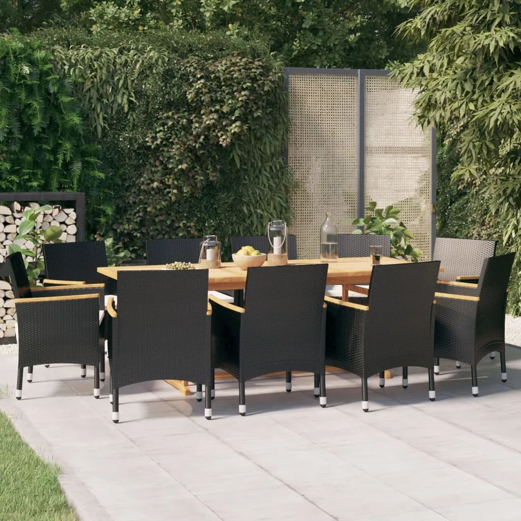 vidaXL Set da Pranzo per Giardino 11 pz con Cuscini Nero