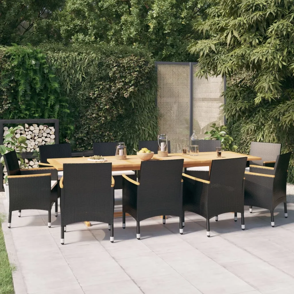 vidaXL Set da Pranzo per Giardino 11 pz con Cuscini Nero