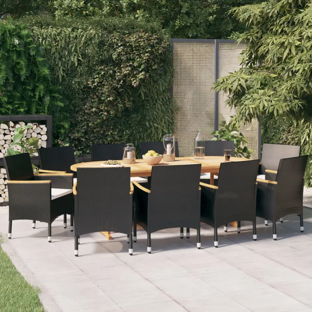 vidaXL Set da Pranzo per Giardino 11 pz con Cuscini Nero