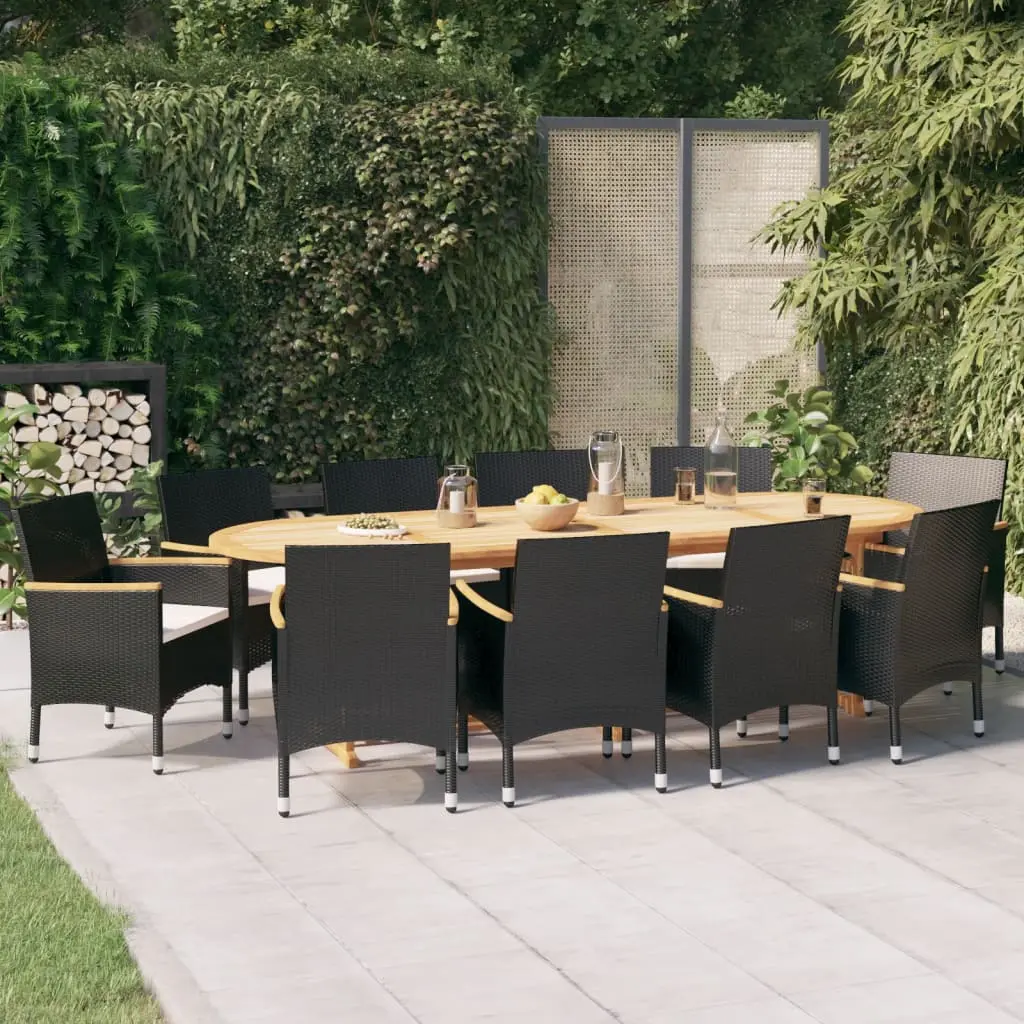 Set da Pranzo per Giardino 11 pz con Cuscini Nero