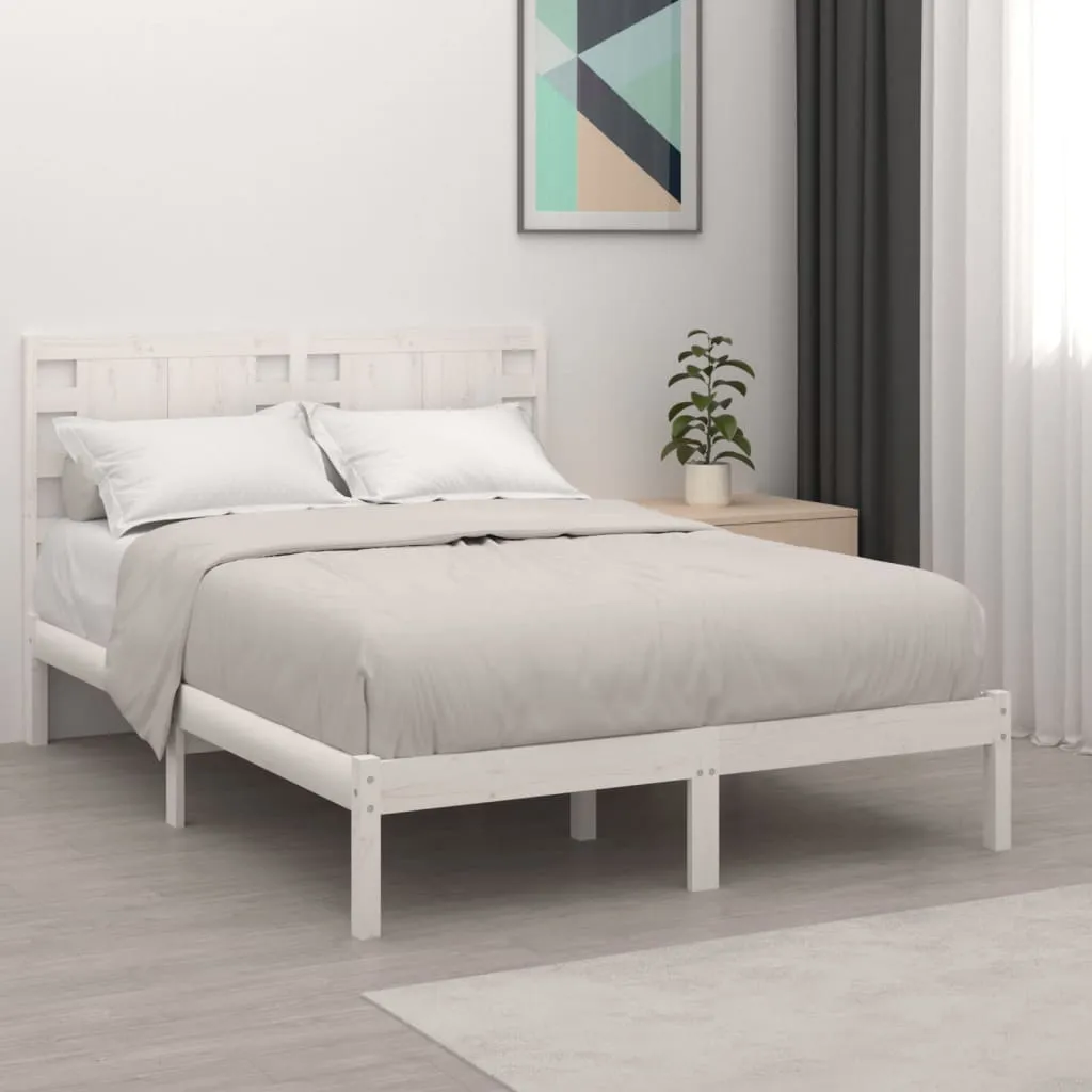 vidaXL Giroletto Bianco in Legno Massello 135x190 cm Double