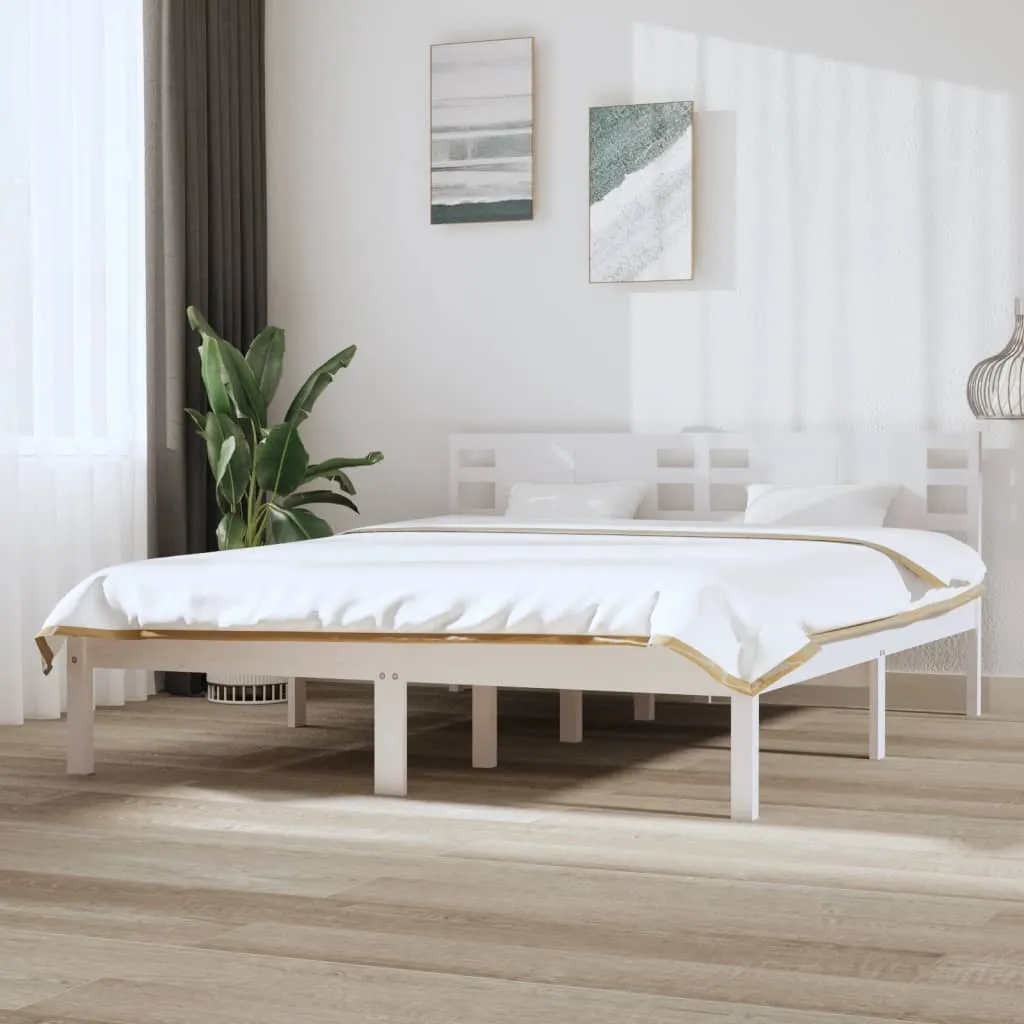 vidaXL Giroletto Bianco in Legno Massello di Pino 160x200 cm