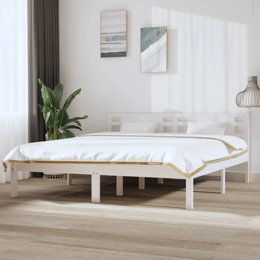 vidaXL Giroletto Bianco in Legno Massello 180x200 cm Super King