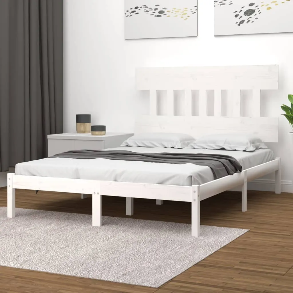 vidaXL Giroletto Bianco in Legno Massello 135x190 cm Double