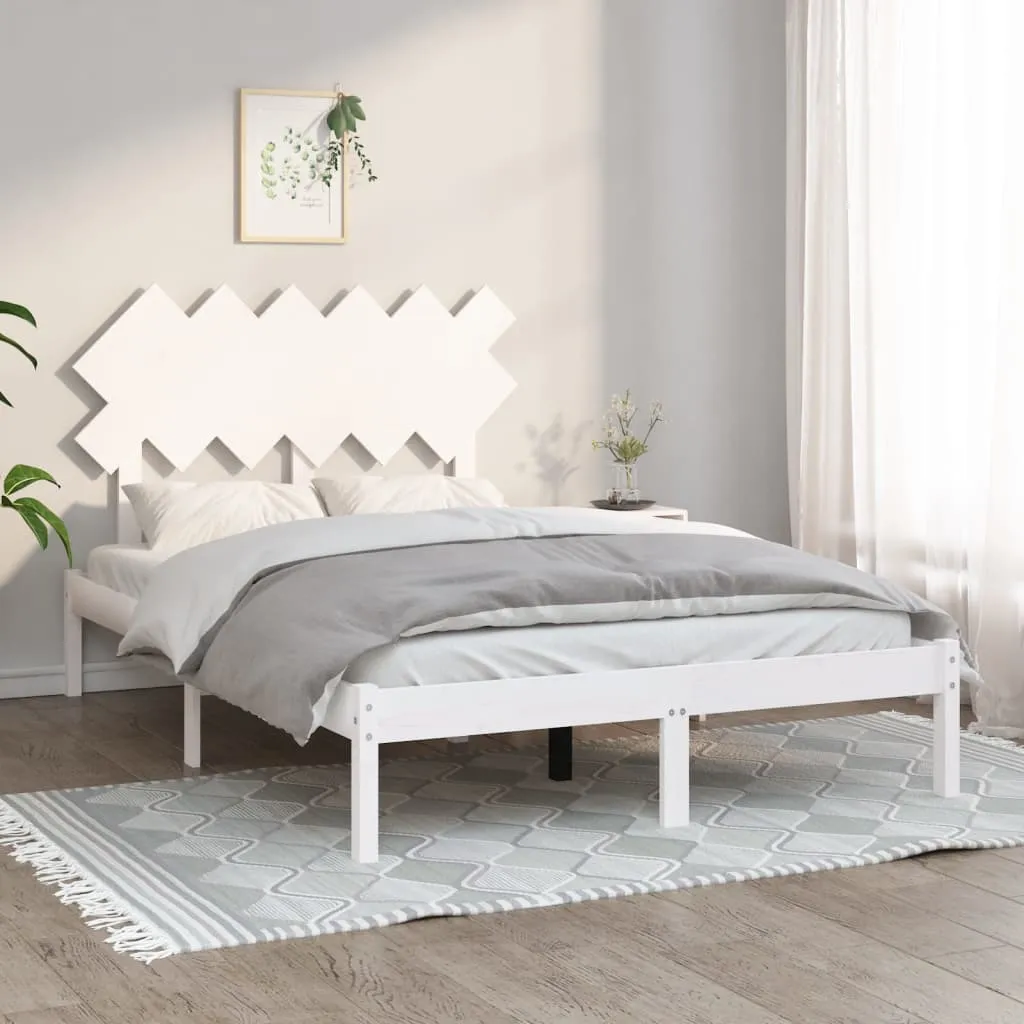 vidaXL Giroletto Bianco 135x190 cm Double in legno Massello