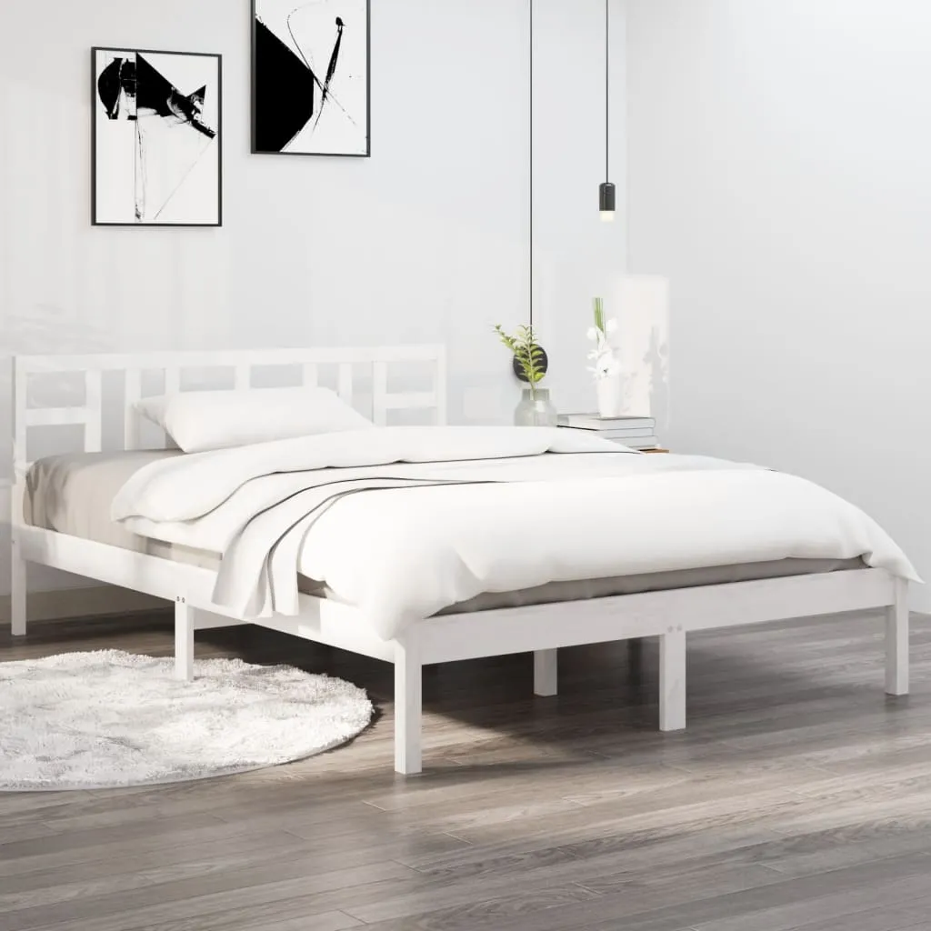 vidaXL Giroletto Bianco in Legno Massello 135x190 cm Double