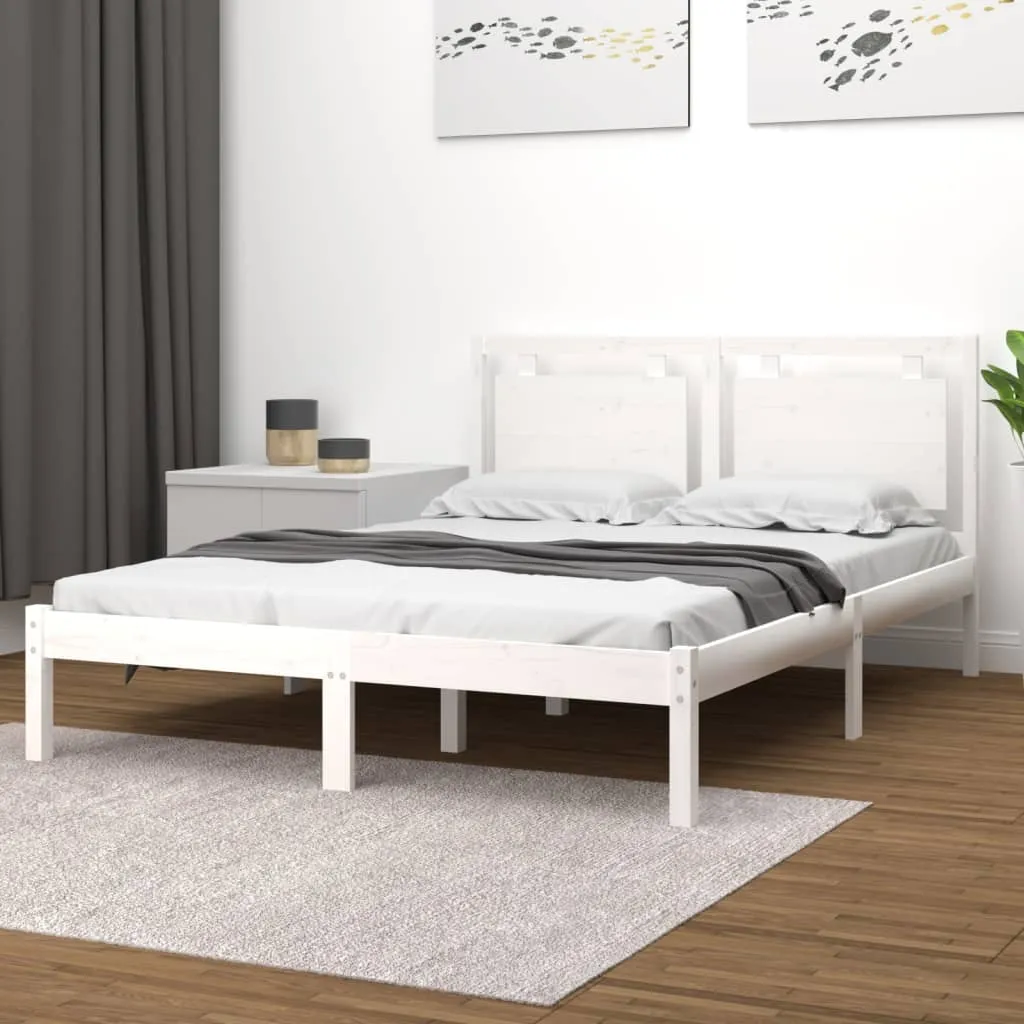 vidaXL Giroletto Bianco in Legno Massello 140x190 cm