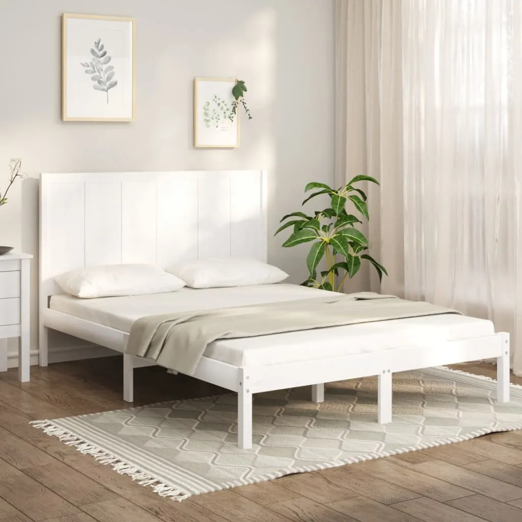 vidaXL Giroletto Bianco in Legno Massello di Pino 140x190 cm