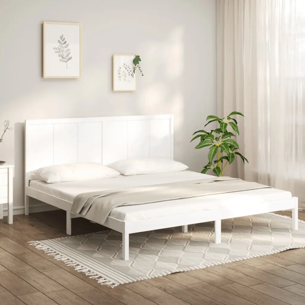 vidaXL Giroletto Bianco in Legno Massello 180x200 cm Super King