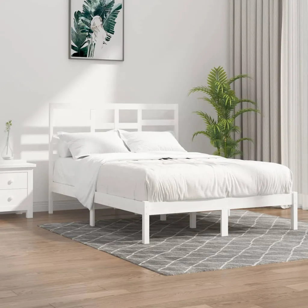 vidaXL Giroletto Bianco in Legno Massello 135x190 cm Double