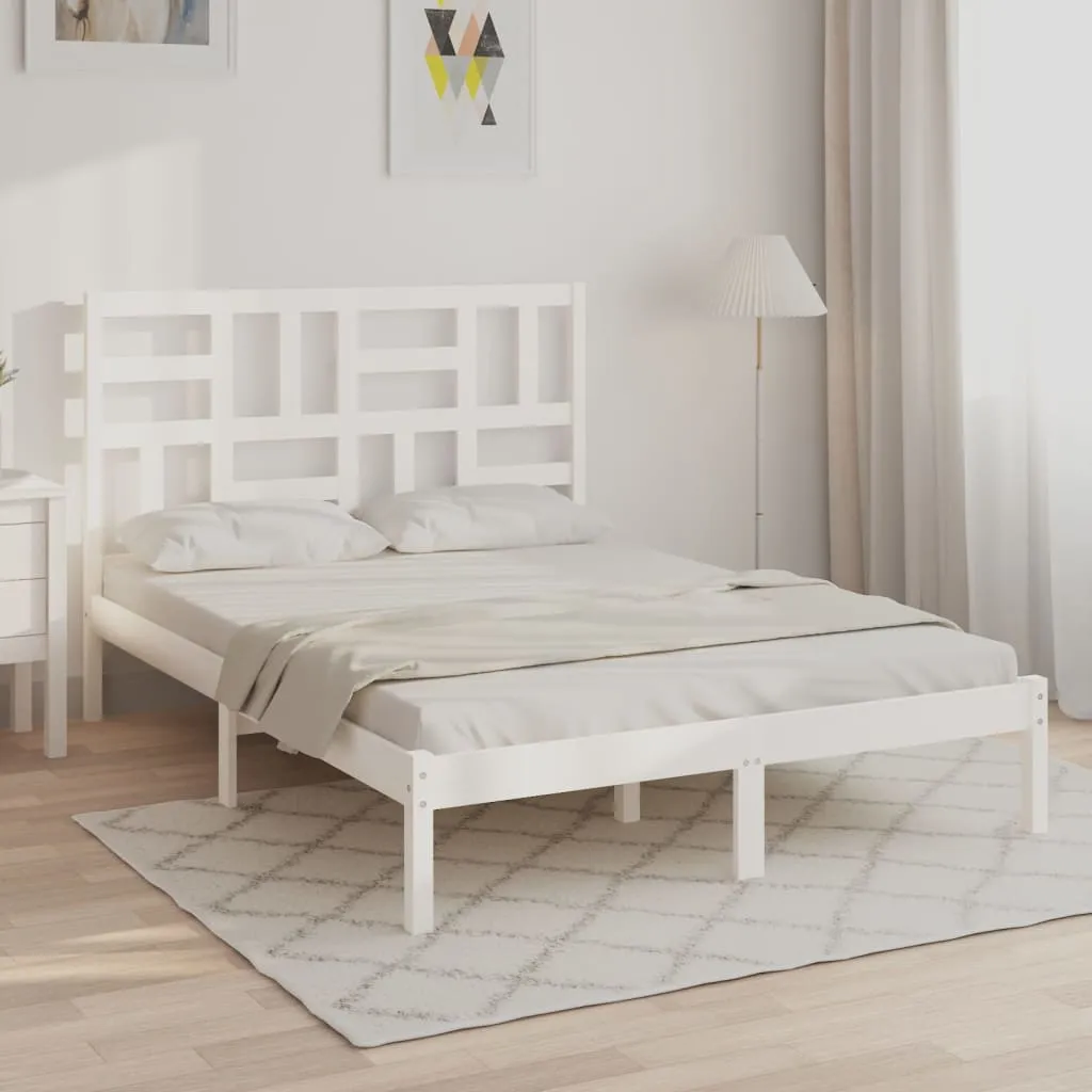 vidaXL Giroletto Bianco in Legno Massello 135x190 cm Double