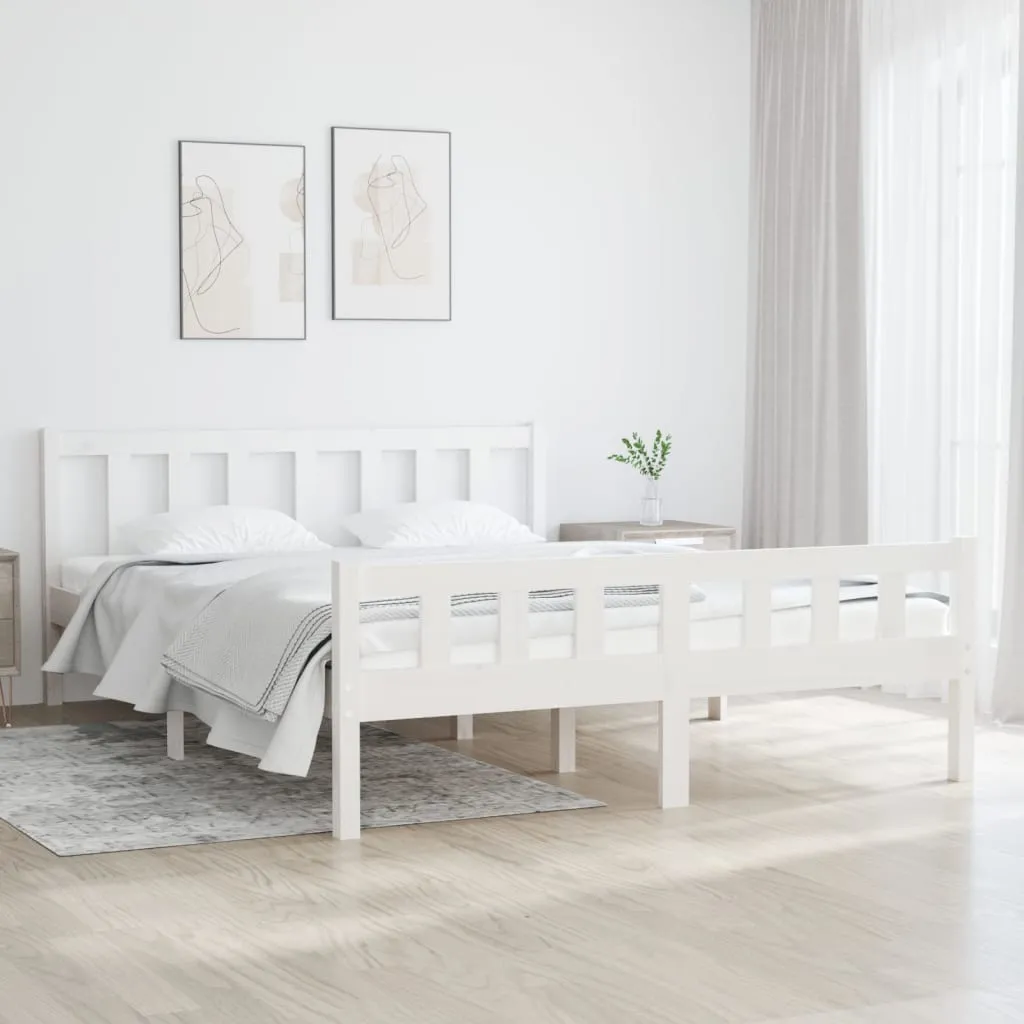 vidaXL Giroletto Bianco in Legno Massello 135x190 cm Double