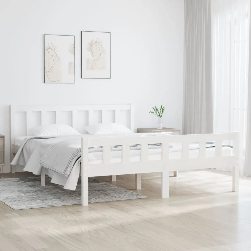 vidaXL Giroletto Bianco in Legno Massello 140x190 cm