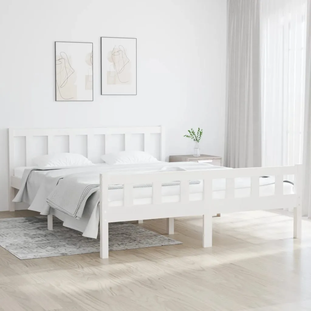 vidaXL Giroletto Bianco in Legno Massello 140x200 cm