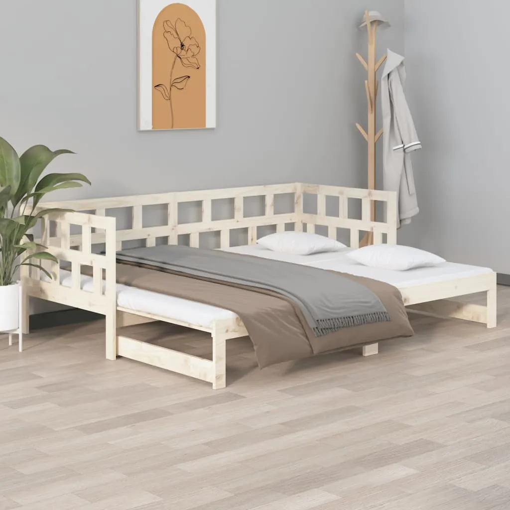 vidaXL Dormeuse Estraibile in Legno Massello di Pino 2x(90x200) cm