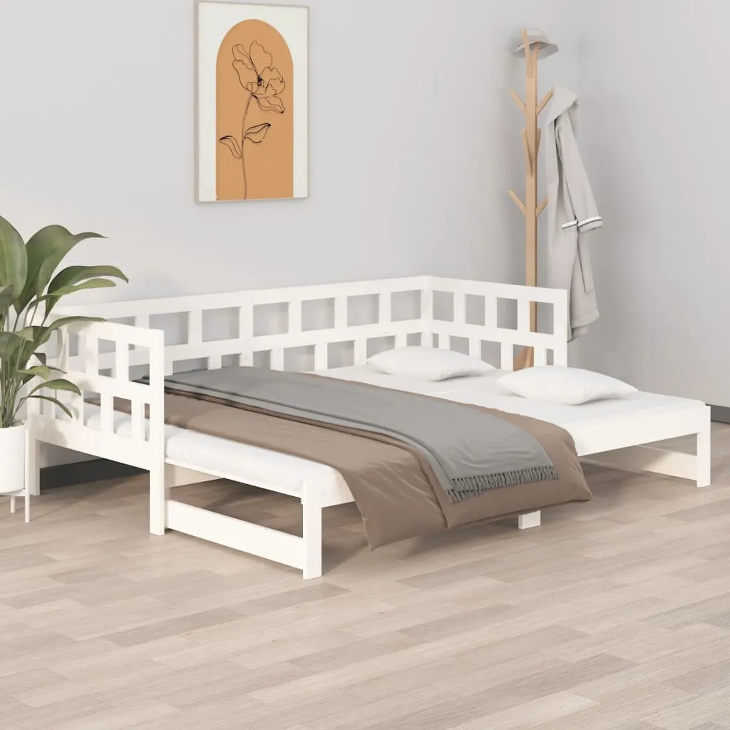 vidaXL Dormeuse Estraibile Bianca Legno Massello di Pino 2x(90x200) cm