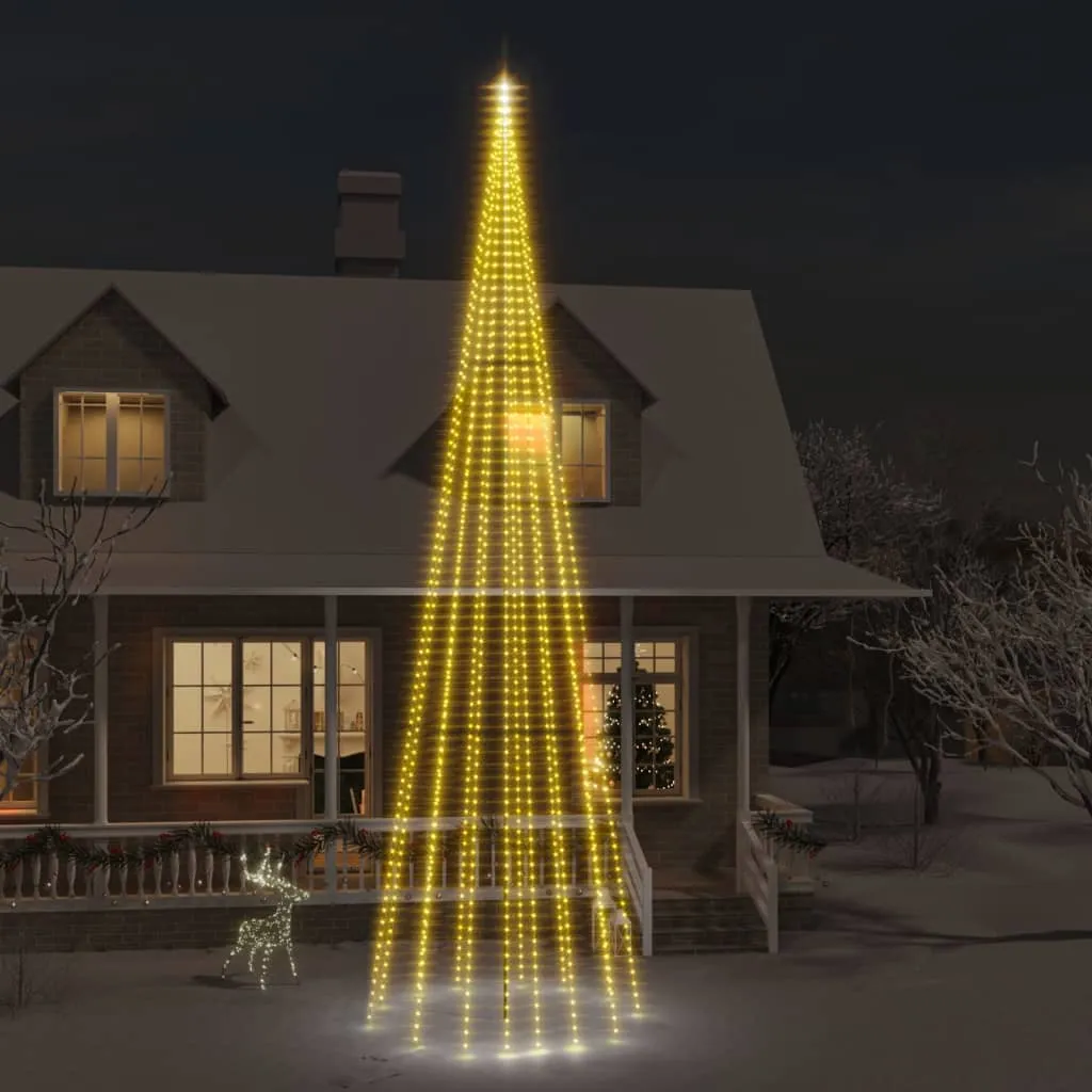 vidaXL Albero di Natale Pennone Bianco Caldo 1134 LED 800 cm