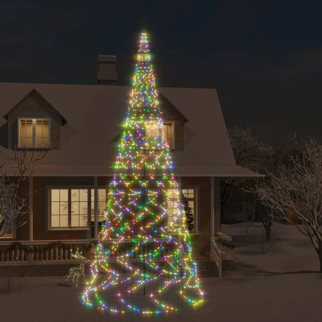 vidaXL Albero di Natale Pennone Colorato 3000 LED 800 cm