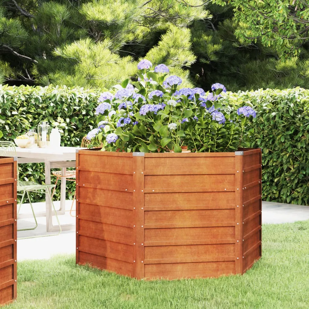 vidaXL Letto Rialzato da Giardino Ruggine 129x129x77 cm Acciaio Corten