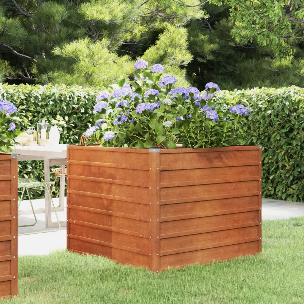 vidaXL Letto Rialzato da Giardino Ruggine 100x100x77 cm Acciaio Corten