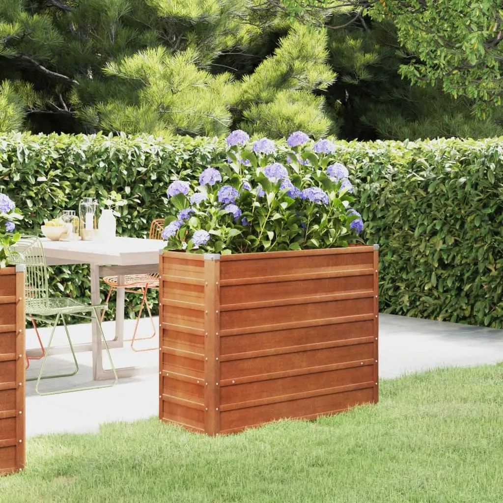 vidaXL Letto Rialzato da Giardino Ruggine 100x40x77 cm Acciaio Corten