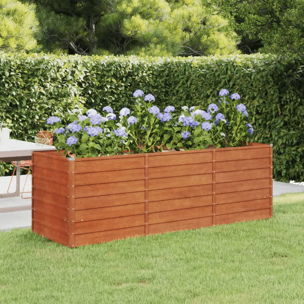 vidaXL Letto Rialzato da Giardino Ruggine 240x80x77 cm Acciaio Corten