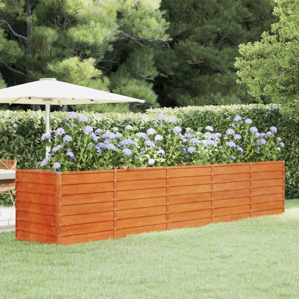 vidaXL Letto Rialzato da Giardino Ruggine 400x80x77 cm Acciaio Corten