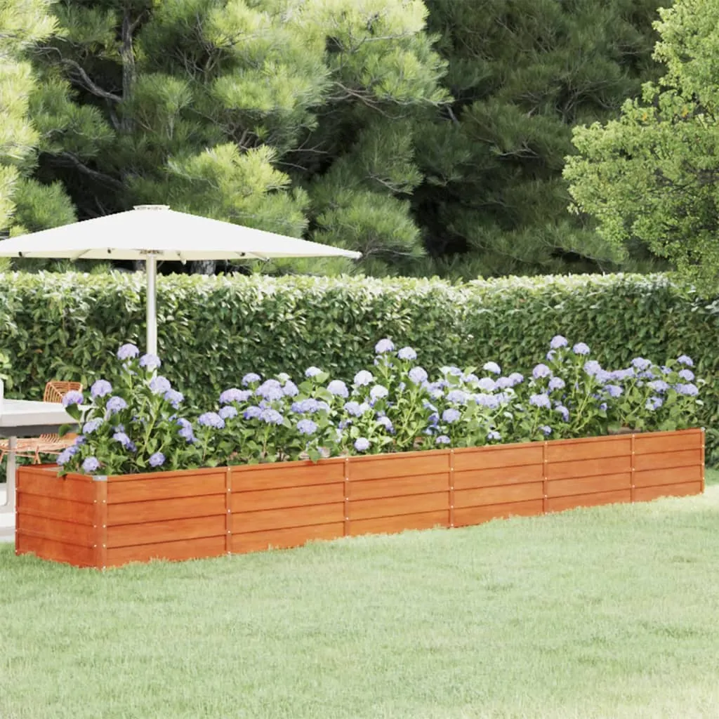 vidaXL Letto Rialzato da Giardino Ruggine 480x80x45 cm Acciaio Corten