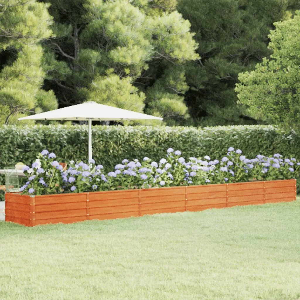 vidaXL Letto Rialzato da Giardino Ruggine 600x80x45 cm Acciaio Corten