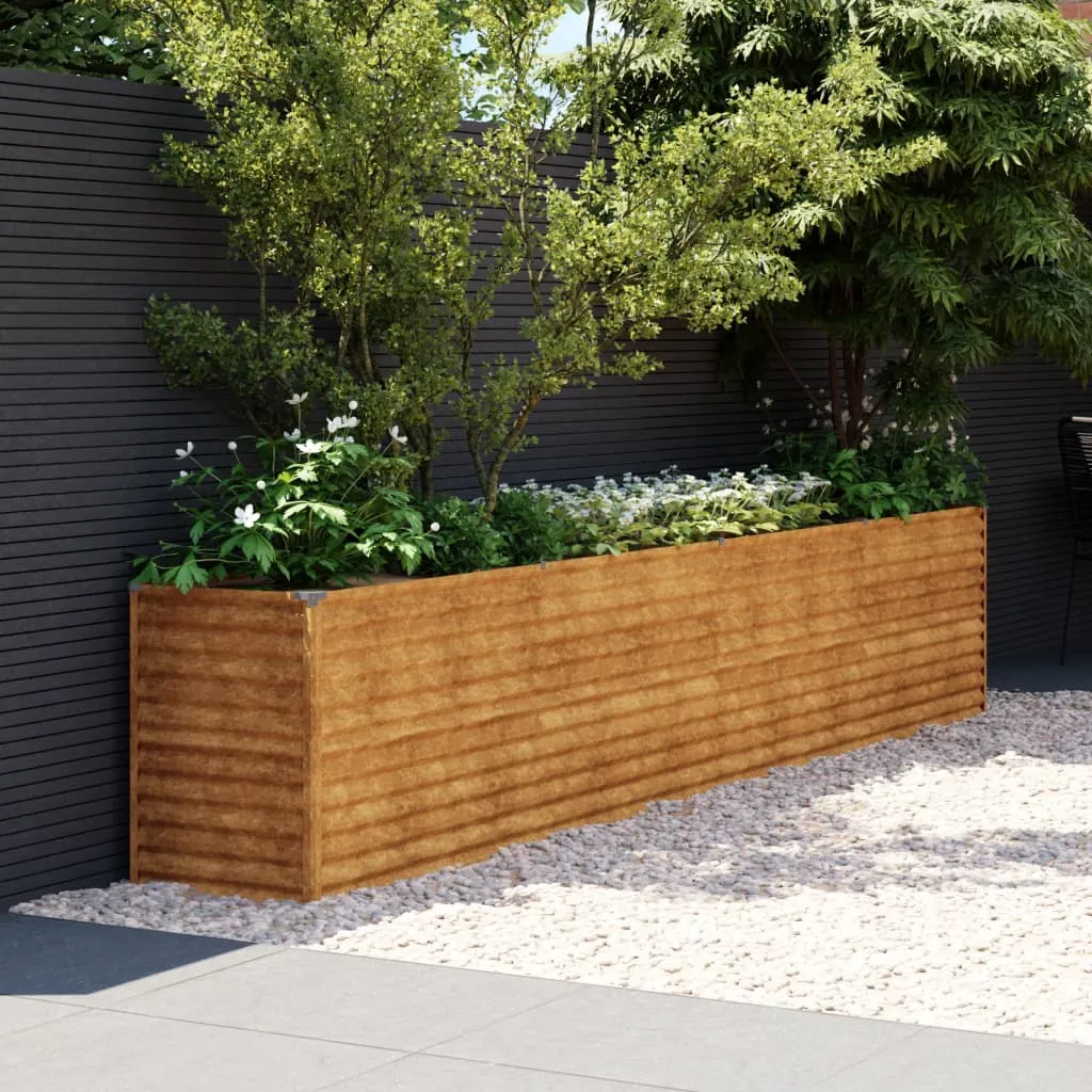 vidaXL Fioriera Rialzata da Giardino 385x50x69 cm in Acciaio Corten