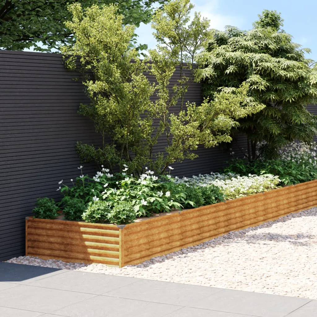 vidaXL Fioriera Rialzata da Giardino 579x100x36 cm in Acciaio Corten